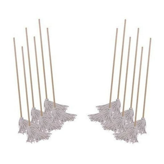 Boardwalk Cotton Deck Mop, #16 White Cotton Head, 50" Wood Handle, 12/Carton