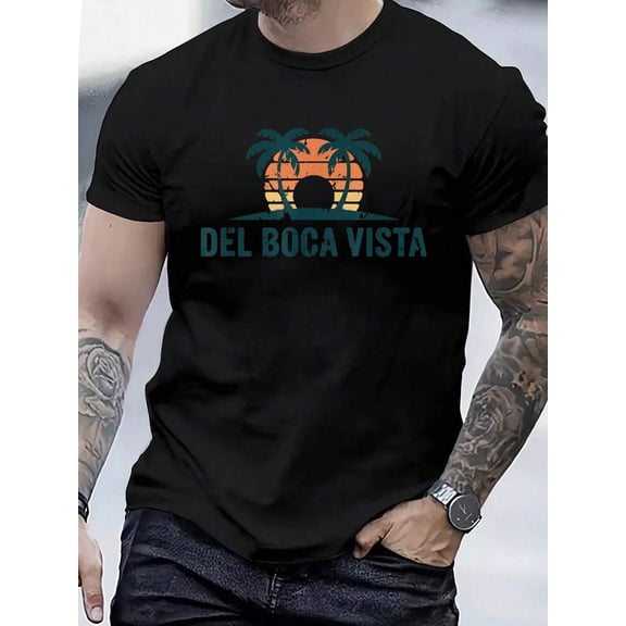 Cotton Del Boca Vista Retirement Community Funny Sunset Graphic Tee T-Shirt Men's Casual Short Sleeve Graphic Tee