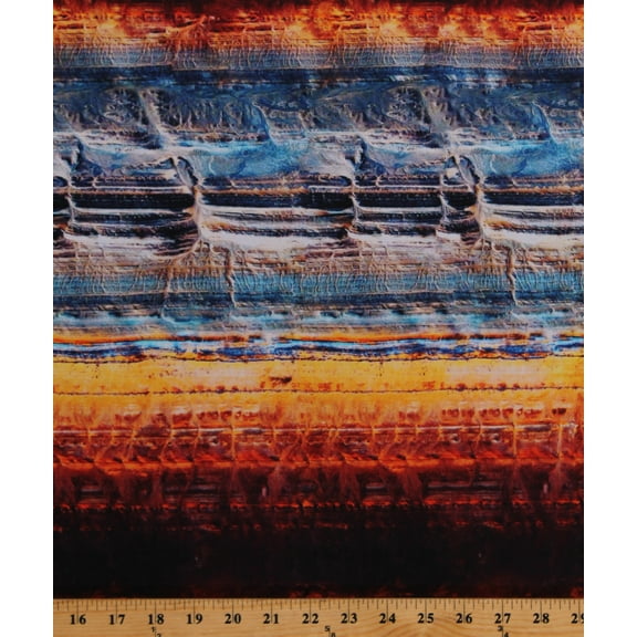 Cotton Deserts Textures Orange Blue Landscapes Nature Cotton Fabric Print by the Yard (R4679-193-DESERT)