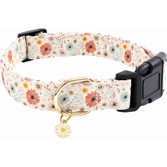Cotton Designer Dog Collar Christmas Cute Flower Dog Collar Suitable for Female Dogs Small Dogs Medium Dogs Large Dogs with Flower Ornaments