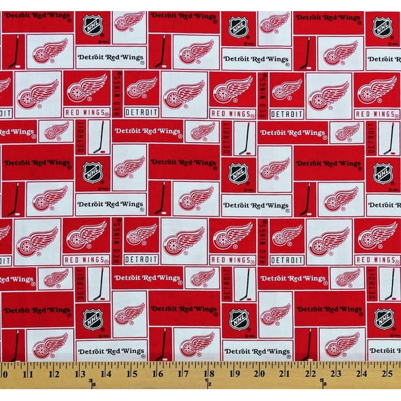 Cotton Detroit Red Wings NHL Hockey Sports Team Cotton Fabric Print by the Yard (840win)