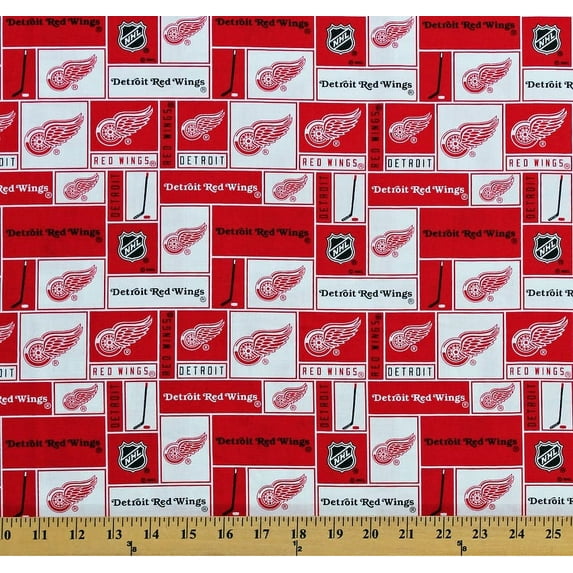 Cotton Detroit Red Wings NHL Hockey Sports Team Cotton Fabric Print by the Yard (840win)