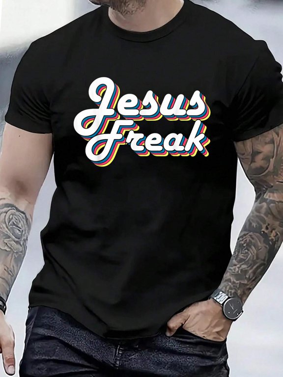 Cotton Devotional Bible Scripture Jesus Freak Christian T-Shirt Men's Casual Short Sleeve Graphic Tee