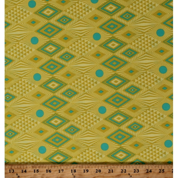 Cotton Diamond Geometric Pattern Tula Pink Daydreamer Lucy Pineapple Yellow Cotton Fabric Print by the Yard (PWTP096-PINEAPPLE)