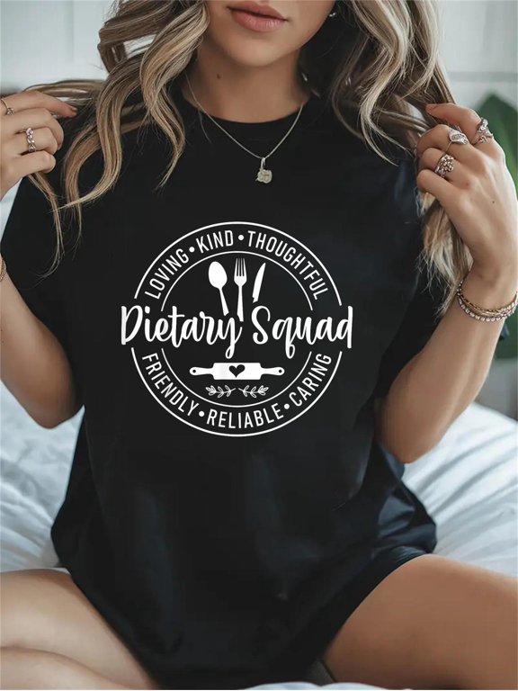 Cotton Dietary Squad Appreciation Casual Graphic Tee Lightweight Daily Wear T-Shirt