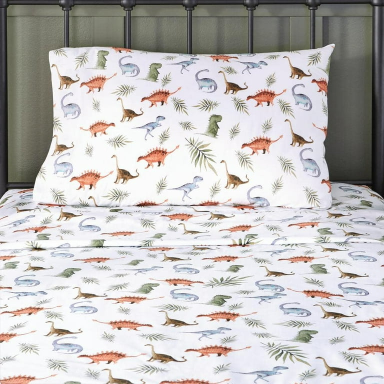 Cotton Dinosaur Printed 3 Piece Twin Sheet Set Walmart