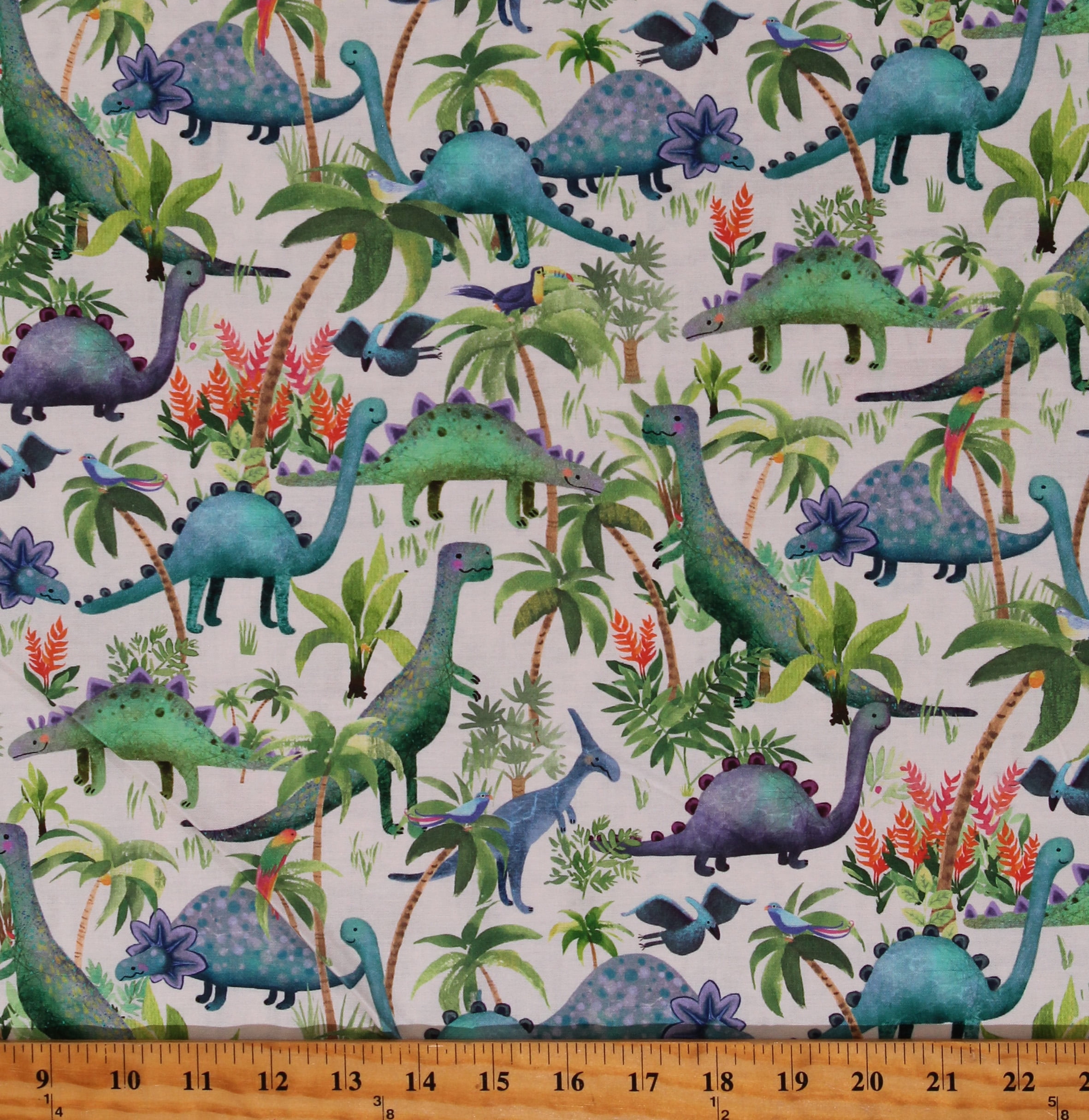 Cotton Dinosaurs Dinos Extinct Animals Birds Plants Landscapes Kids ...