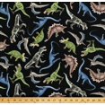 thumbnail image 1 of Cotton Dinosaurs Jurassic Animals Reptiles T-Rex Pterodactyls Stegosaurus Triceratops Black Kids Cotton Fabric Print by the Yard (DINO-C5726-DINOSAUR), 1 of 1
