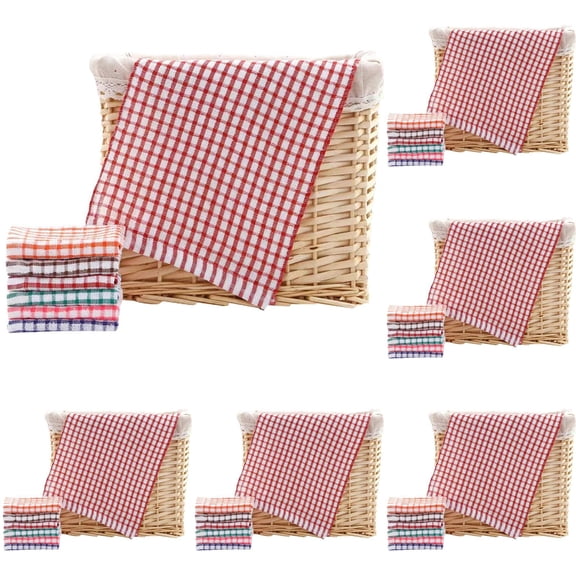 Cotton Dish Towels Cloths for Kitchen Drying Dishes, Lattice Terry Kitchen Towels, Highly Absorbent Kitchen Cloths with Hanging Loop, 16.5‘’ x 25.2‘’,6 Packs, crimson