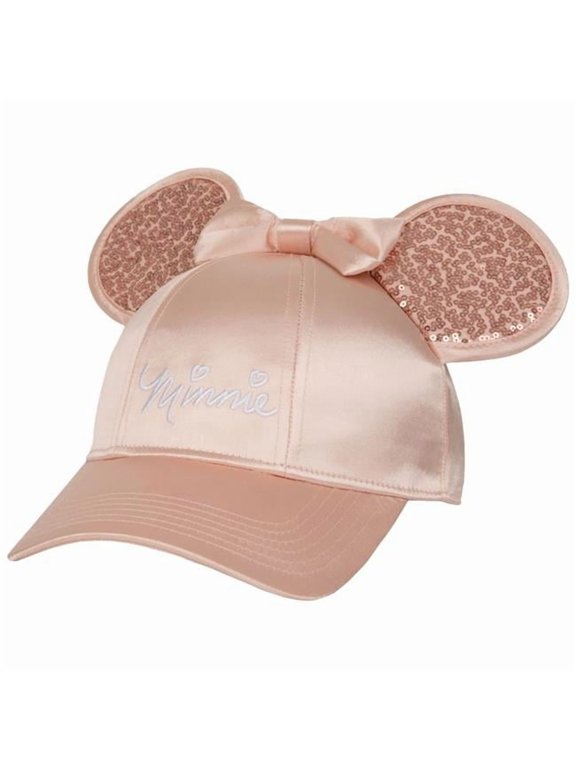 Cotton Disney Signature Glitter Rose Gold Cap with 3D Ears & Bow, Rose Gold
