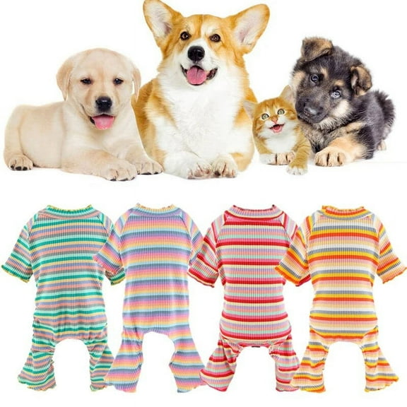 Cotton Dog Pajamas Stripe Classic Pet Jumpsuit Winter Dog Clothes For Small Dog Puppy Cat Costume Chihuahua Yorkie Poodle Outfit