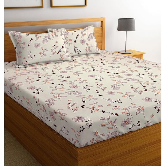 Cotton Double Bed Bedsheets With 2 Pillow Covers - 90 X 90 Inches, Off White | Ideal For House - Bedroom, Guest Room, Perfect Gift For Festivals