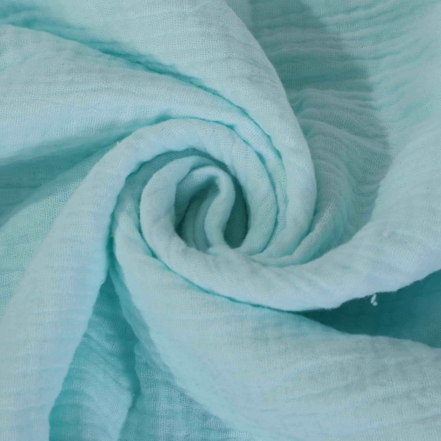 Cotton Double Gauze Muslin Fabric by The Yard - Crinkle, Swaddle, Cheesecloth - Choose From 40 Colors (Aqua)