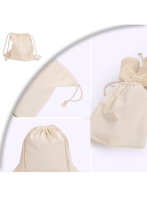 Cotton Drawstring Bag, Cotton Canvas Drawstring Backpack Foldable Sports Gym Bag for Women Men Gym Sports Trip