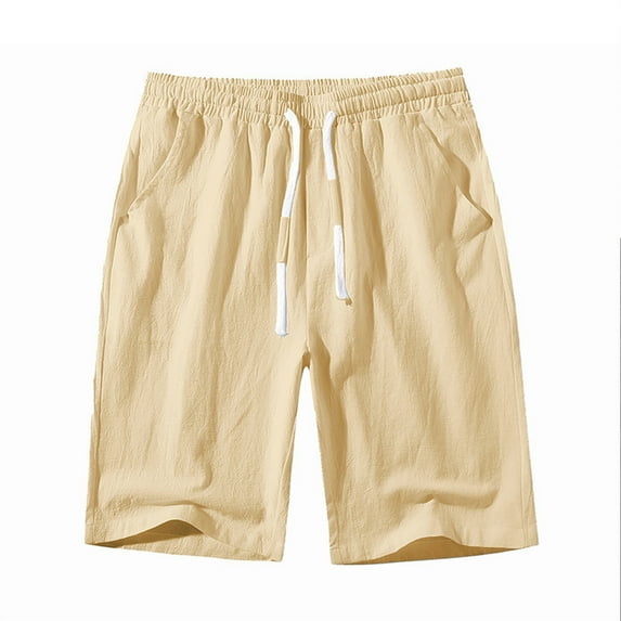 Cotton Drawstring Breathable Lightweight Shorts for Men Elastic Waist Loose Shorts Casual Daily Running Hiking Shorts with Pockets