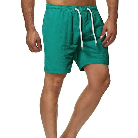 Cotton Drawstring Summer Beach Wide Leg Shorts for Men Lightweight Elastic Waist Casual Shorts Walking Running Gym Shorts with Pocket