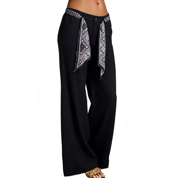 Cotton Dress Pants for Women, Audhol Women's Summer Casual Wide Leg Pants Spring and Summer Loose High Waist Straight Leg Pants Summer Dress Pants for Women Black L