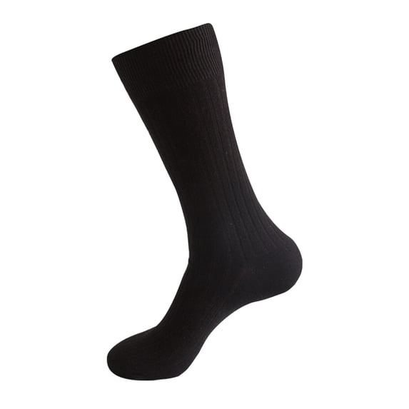 Cotton Dress Socks for Men, Over the Calf Ribbed Socks, Breathable Reinforced Heel and Toe, Soft Comfortable Business Sock Casual Hosiery for Office, Wedding, Daily Wear Black S