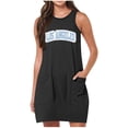 thumbnail image 1 of Cotton Dress Womens Sleeveless Floral Print Crewneck Racerback Tank Top Mini Dresses with Pockets Casual Summer (L, Dark Gray Los), 1 of 5