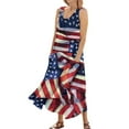 thumbnail image 1 of Cotton Dresses For Women 2025, 4Th Of July Dress Casual Sleeveless Round Neck American Flag Ruffle Flowy Long Tank Cute Summer Dresses Pleated Boho Spring Dresses Casual (L, Vermilion) ZMTing, 1 of 5