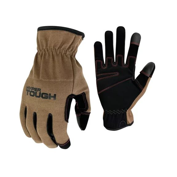 Cotton Duck Canvas Utility, Unisex Work Gloves, Brown, Medium, Ht88981-23