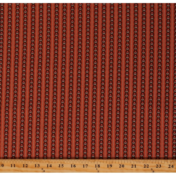 Cotton Dutch Patterned Stripes Circles Symbols Orange Rust Cotton Fabric Print by the Yard (R2209140157Rust)