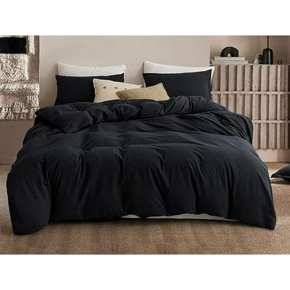 Cotton Duvet Cover For Living Room Black 3 Piece Boho Bedding Set Boho Duvet Cover For Closure Hidden Zipper king Size Quilt 4Corner Tie