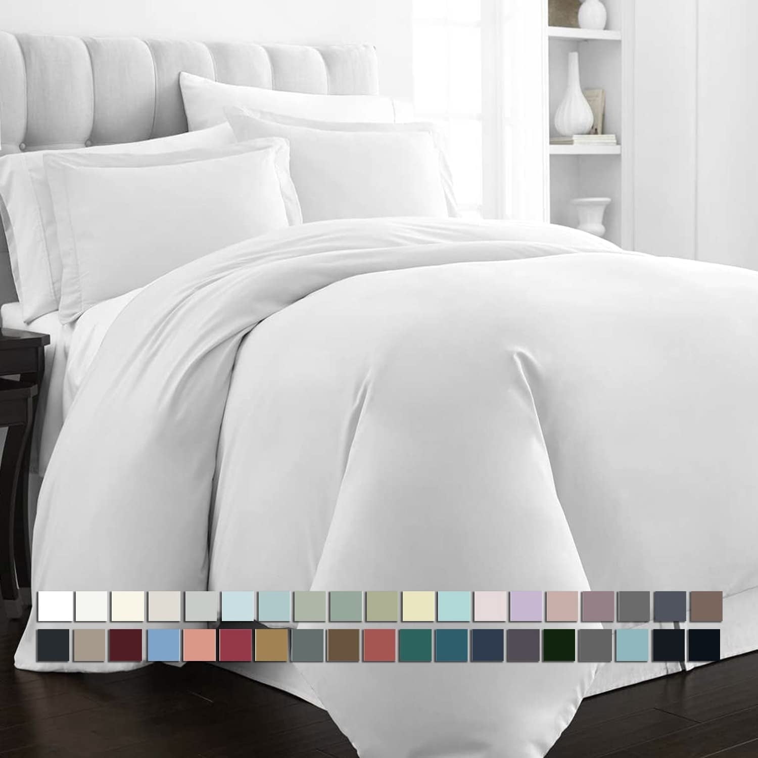 White Queen Cotton Duvet Cover Set with Pillow Shams