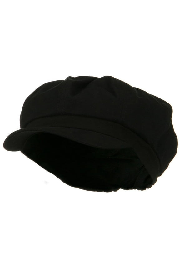 Cotton Elastic Big Size Newsboy Cap - Black 2XL-3XL