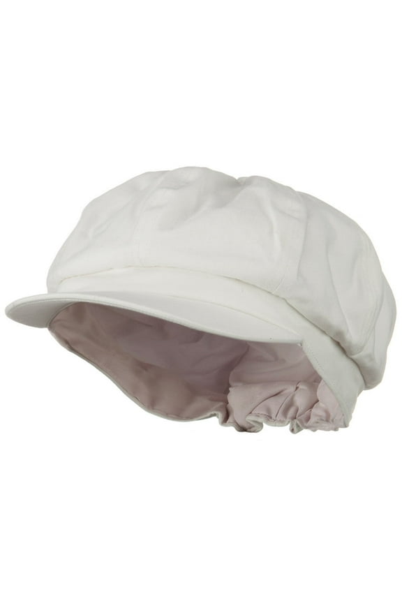 Cotton Elastic Big Size Newsboy Cap - White 2XL-3XL