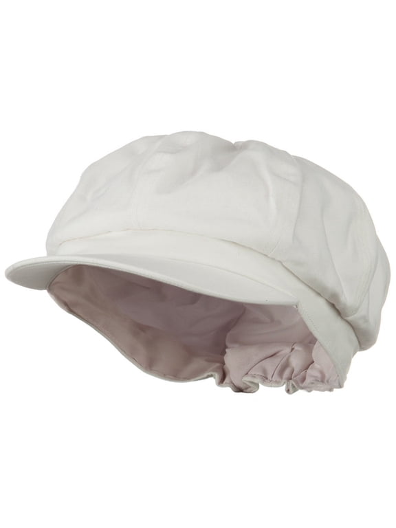 Cotton Elastic Big Size Newsboy Cap - White XL-2XL