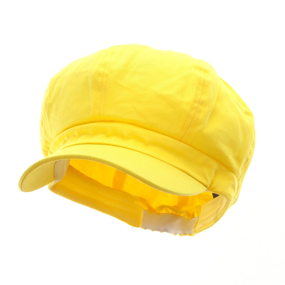 Cotton Elastic Big Size Newsboy Cap - Yellow XL-2XL