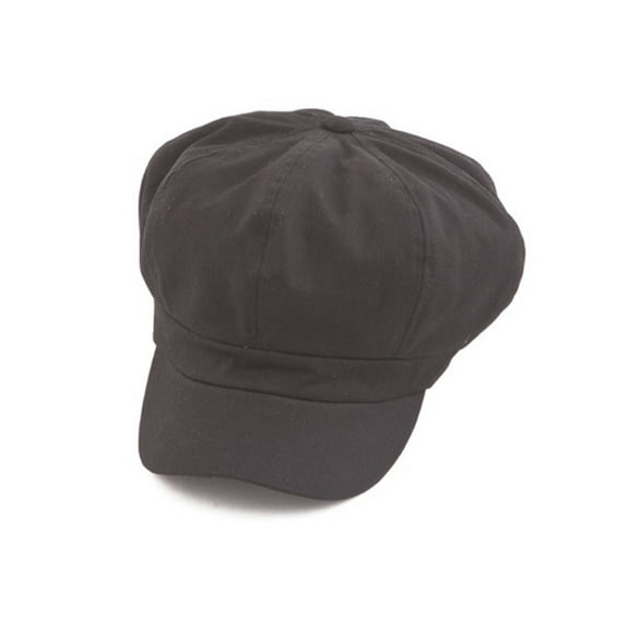Cotton Elastic Newsboy Cap - Black
