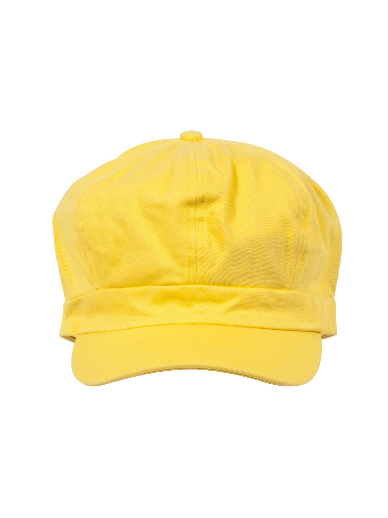 Cotton Elastic Newsboy Cap-Yellow