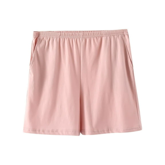Cotton Elastic Waist Shorts Womens Soft Pajama Shorts Loose Sleep Shorts Casual Lounge Sweatshorts Sleep Bottoms (XL, Pink)