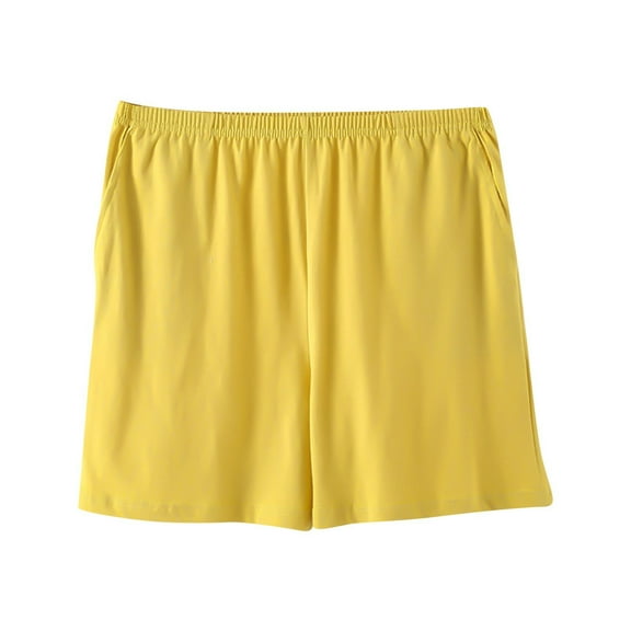 Cotton Elastic Waist Shorts Womens Soft Pajama Shorts Loose Sleep Shorts Casual Lounge Sweatshorts Sleep Bottoms (XL, Yellow)