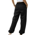thumbnail image 1 of Cotton Elastic Waist Sweatpants Women Fashion Cinch Bottom Joggers Loose Wide Leg Drawstring Pants with Pockets (Medium, Black), 1 of 6