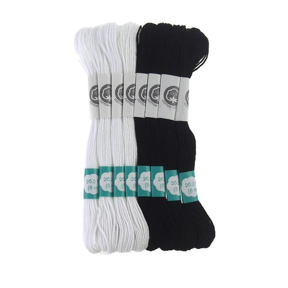 Cotton Embroidery Floss, 8.7-Yard, 8-Count, Black & White
