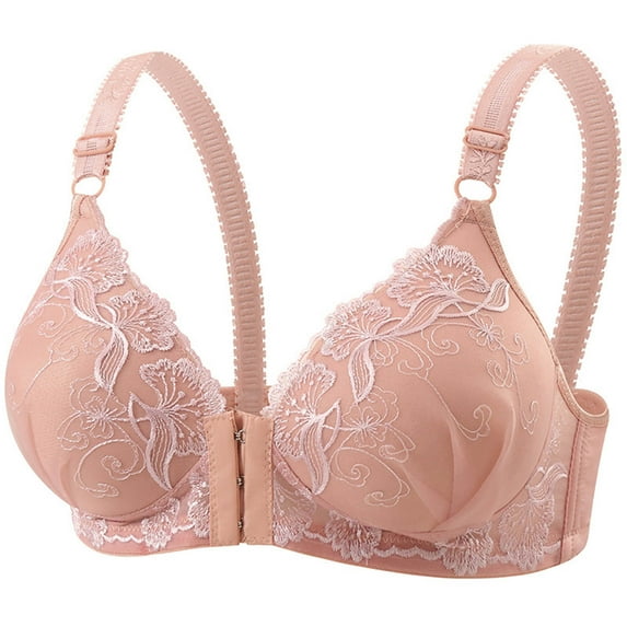 Cotton Everyday Bras for Women - Woman Color Thin and Steel Gathered Breathable Underwear for Daily Bras Pink 40