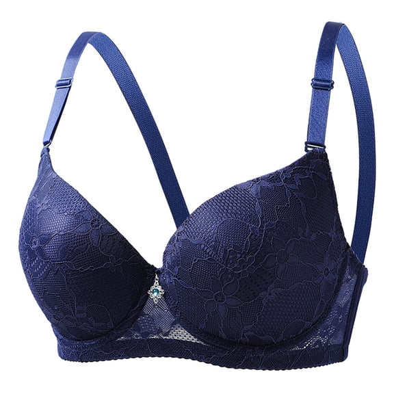 Cotton Everyday Bras for Women - Women's Bra Soild Color Underwear Bra Everyday Underwear Dark Blue Xl