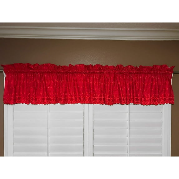 Cotton Eyelet Window Valance 58" Wide Red