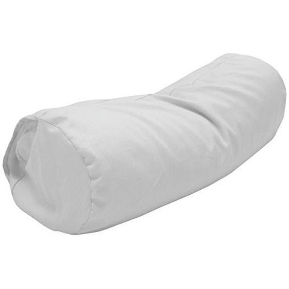 Cotton Fabric 5x14" Neck Roll Pillowcase - Soft Washable Sateen Weave Pillow Cover - Made in USA, White