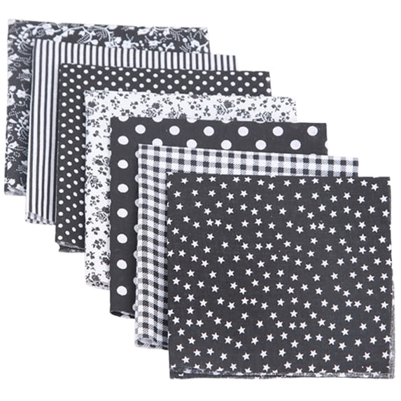 Cotton Fabric DIY Making Supplies Quilting, 7 Pcs 19.69"x19.69" Patchwork Fabric Fat Quarter Bundles DIY for Sewing Craft Precut Quilt Sewing Quilting Fabric Quilting Cotton Patchwork CushionsBlack