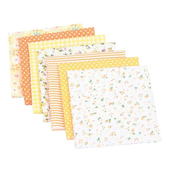 Cotton Fabric DIY Making Supplies Quilting, 7 Pcs 9.84"x9.84" Patchwork Fabric Fat Quarter Bundles DIY for Sewing Craft Precut Quilt Sewing Quilting Fabric Quilting Cotton Patchwork Cushions, Orange