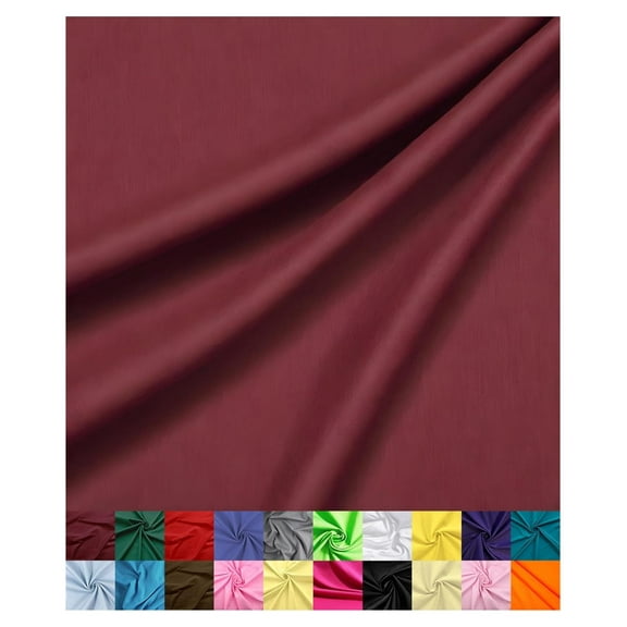 | Cotton Fabric for Sewing | Broadcloth Fabric | by The Yard | 60" Wide Roll | Lightweight, Breathable | Lining, Home Textile, Skirts, Tote Bags (Burgundy, 10 Yard)