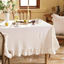 Cotton Fabric Table Cloth Washable White Tablecloth for Wedding Party Dining Banquet Decoration Luxurious Table Cover Picnic Mat
