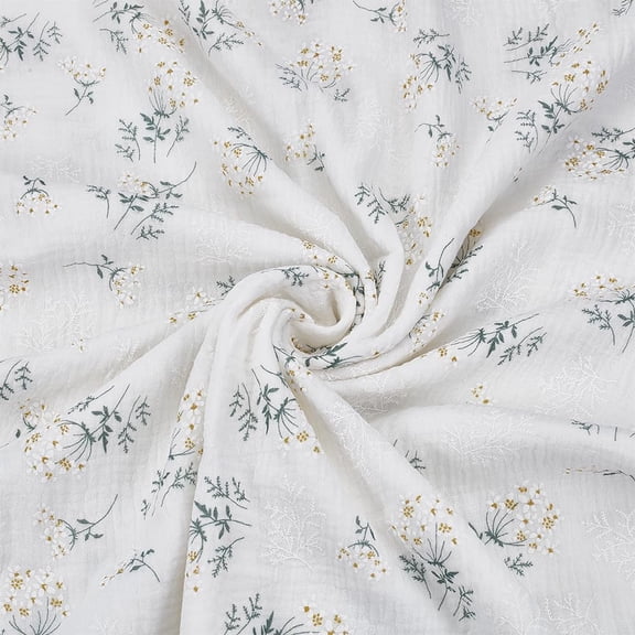 Cotton Fabric for DIY Crafts Garment Accessories Flower Pattern White 1000x1350mm for DIY