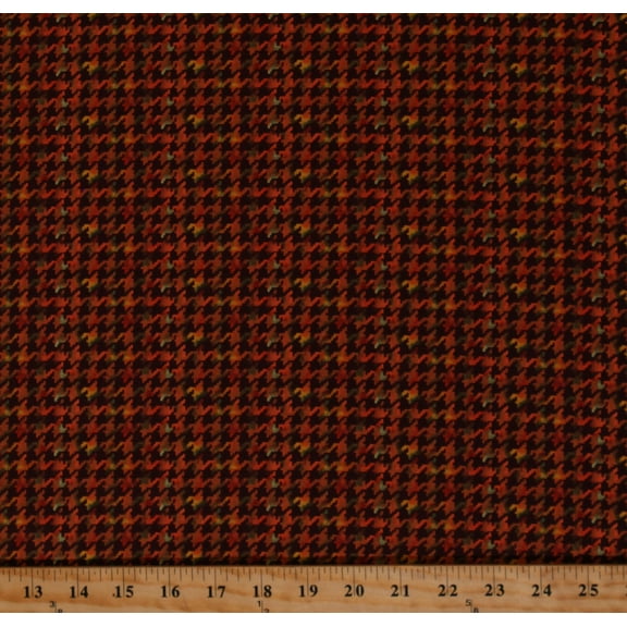 Cotton Fall Autumn Changing Seasons Colors Thanksgiving Houndstooth Design Geometric Patterns Heartland Harvest Brown Cotton Fabric Print by the Yard (AWH-74066-196HARVEST)
