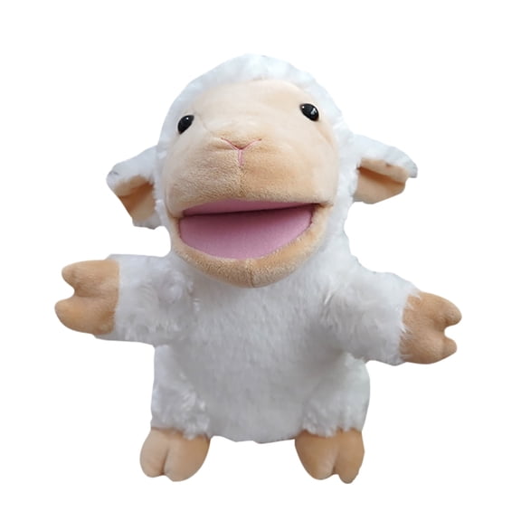 Cotton Farm Animal Sheep Hand Puppet With Movable Mouth For Storytelling Role Play Kids
