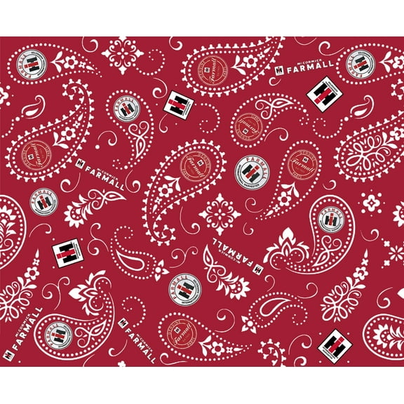 Cotton Farmall Paisley IH Logos Signs International Harvester Officially Licensed by Sykel Enterprises Red Cotton Fabric Print by the Yard (10546)